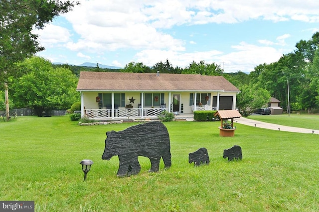 220 Airstrip Rd, Luray, VA 22835 - view of front of property with a porch, a garage, a front lawn, and driveway
