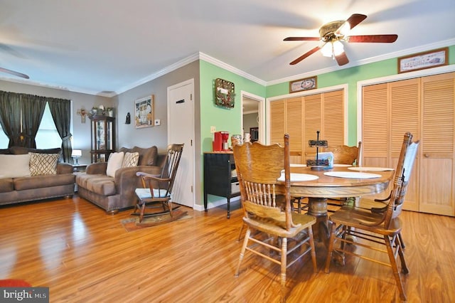 220 Airstrip Rd, Luray, VA 22835 - dining space with ceiling fan, light wood-style floors, and crown molding