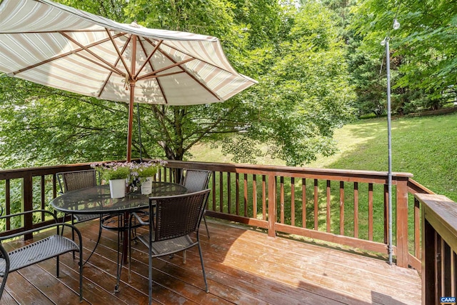 5031 Clearfields Ct, Crozet, VA 22932 - wooden deck featuring a lawn and outdoor dining area