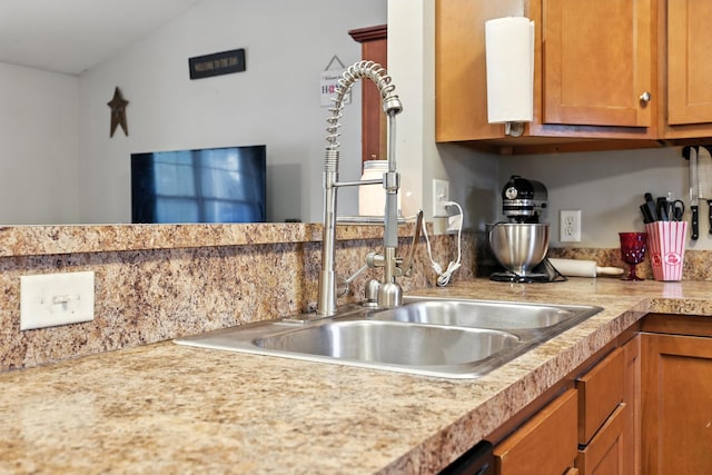 14975 Woodcreek Ln, Timberville, VA 22853 - kitchen featuring a sink and brown cabinets