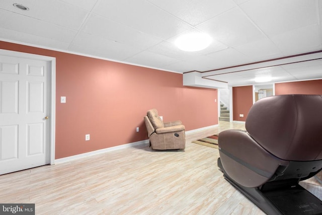 8314 Old Mill Ln, Spotsylvania, VA 22551 - sitting room featuring stairway, wood finished floors, and a drop ceiling