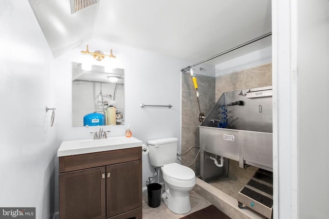 8314 Old Mill Ln, Spotsylvania, VA 22551 - bathroom with pet washing area, vanity, and a shower