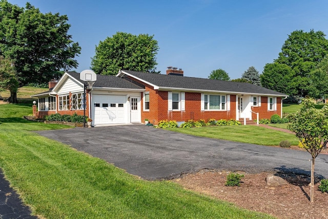 5213 Rawley Pike, Rockingham, VA 22801 - single story home with an attached garage, brick siding, asphalt driveway, and a front yard