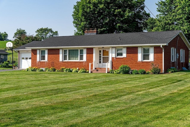 5213 Rawley Pike, Rockingham, VA 22801 - single story home with a garage, brick siding, entry steps, a chimney, and a front lawn