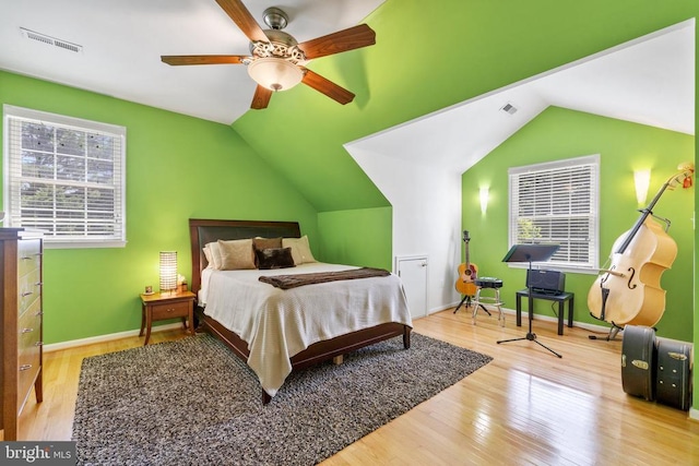 17277 Kettlebrook Lndg, Jeffersonton, VA 22724 - bedroom with lofted ceiling, wood finished floors, and a ceiling fan