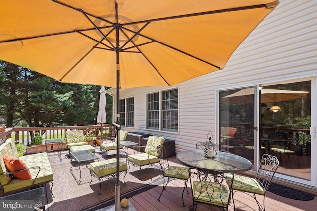 17277 Kettlebrook Lndg, Jeffersonton, VA 22724 - wooden terrace with an outdoor hangout area and outdoor dining space