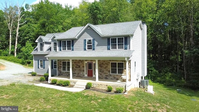 10440 Sperryville Pike, Culpeper, VA 22701 - view of front of property with covered porch, a front yard, and stone siding