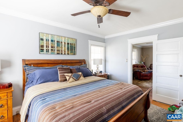 1700 Monticello Rd, Charlottesville, VA 22902 - bedroom with crown molding, ceiling fan, and wood finished floors