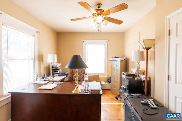 1700 Monticello Rd, Charlottesville, VA 22902 - office area with plenty of natural light, ceiling fan, and light wood-type flooring