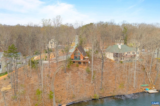 19 Hawks Pl, Palmyra, VA 22963 - drone / aerial view with a water view and a wooded view