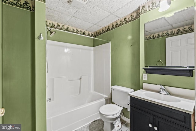 54 Courthouse Mountain Rd, Madison, VA 22727 - full bath with toilet, shower / tub combination, vanity, a drop ceiling, and baseboards