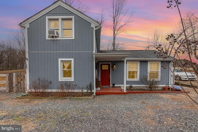 view of front of house with roof with shingles