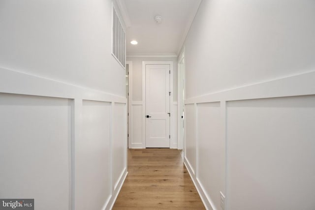 8630 Rosni Way, Fredericksburg, VA 22407 - corridor featuring wood finished floors, recessed lighting, and ornamental molding