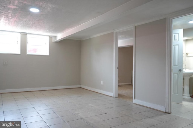 214 Culpeper St W, Culpeper, VA 22701 - spare room with light tile patterned floors, a textured ceiling, and recessed lighting