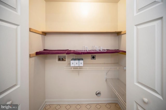 8128 Shirley Rd, Spotsylvania, VA 22551 - clothes washing area with hookup for an electric dryer, hookup for a washing machine, and baseboards