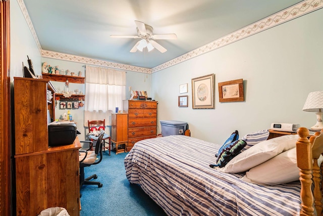 14335 S E Side Hwy, Grottoes, VA 24441 - bedroom with a ceiling fan and dark carpet