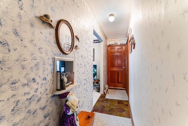 14335 S E Side Hwy, Grottoes, VA 24441 - hallway with wallpapered walls