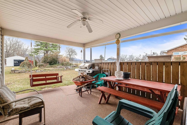 14335 S E Side Hwy, Grottoes, VA 24441 - view of patio / terrace with a ceiling fan and area for grilling