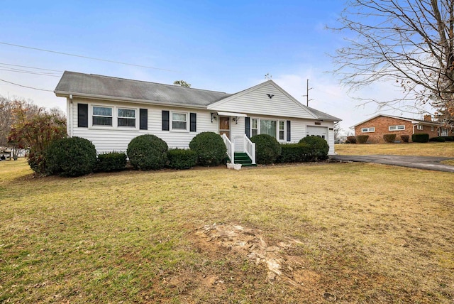 14335 S E Side Hwy, Grottoes, VA 24441 - ranch-style home with a front lawn, aphalt driveway, and a garage