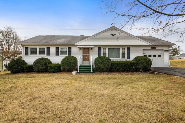 14335 S E Side Hwy, Grottoes, VA 24441 - ranch-style house with a front lawn, driveway, and a garage