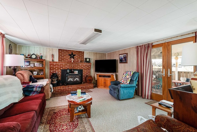 14335 S E Side Hwy, Grottoes, VA 24441 - living room featuring carpet and wooden walls