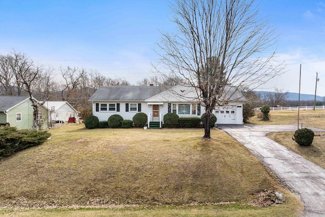 14335 S E Side Hwy, Grottoes, VA 24441 - view of front facade featuring a front yard, an attached garage, fence, and driveway