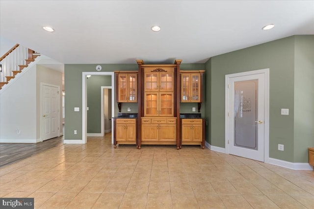 8606 Laroque Run Dr, Fredericksburg, VA 22407 - living area with stairs, recessed lighting, and light tile patterned flooring