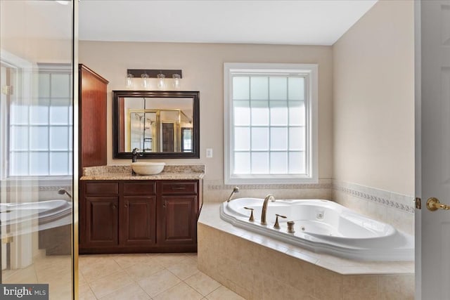8606 Laroque Run Dr, Fredericksburg, VA 22407 - full bathroom with tile patterned flooring, a jetted tub, and vanity