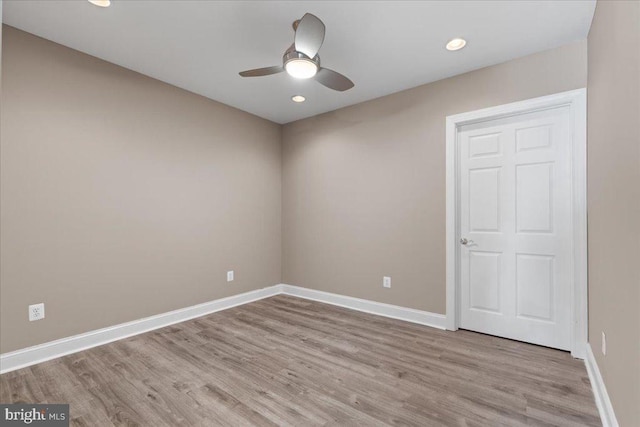 8606 Laroque Run Dr, Fredericksburg, VA 22407 - empty room with wood finished floors, baseboards, ceiling fan, and recessed lighting