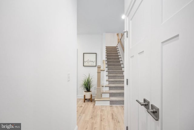 11302 Radcliff Ter, Spotsylvania, VA 22551 - staircase with baseboards and wood finished floors