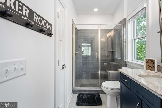 11302 Radcliff Ter, Spotsylvania, VA 22551 - full bathroom with tile patterned flooring, vanity, and a stall shower