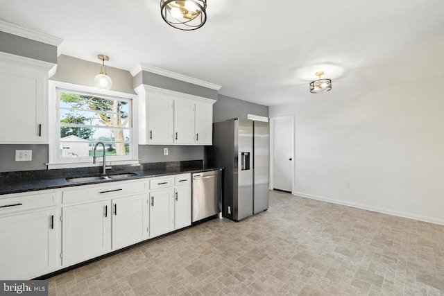 6 Charles St, Luray, VA 22835 - kitchen featuring stainless steel appliances, white cabinetry, and pendant lighting