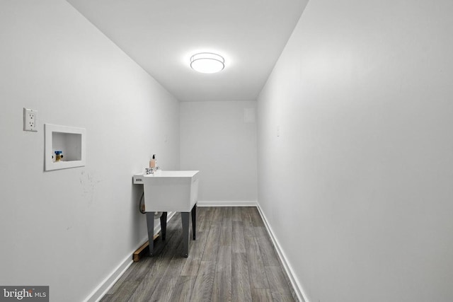 6 Charles St, Luray, VA 22835 - laundry room featuring washer hookup and dark wood finished floors