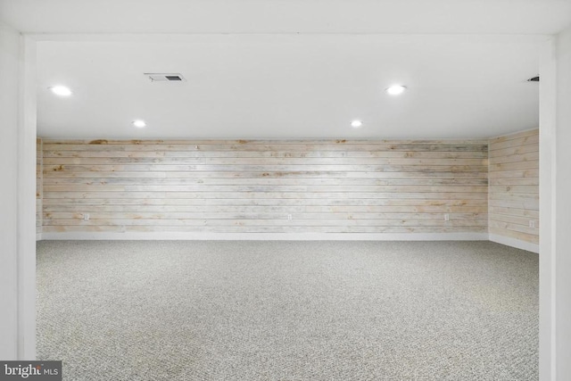 6 Charles St, Luray, VA 22835 - carpeted empty room with recessed lighting and wooden walls