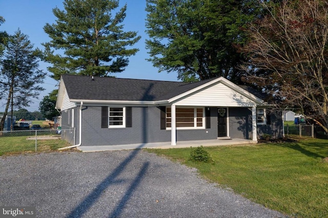 6 Charles St, Luray, VA 22835 - ranch-style house featuring driveway, brick siding, a porch, and a shingled roof