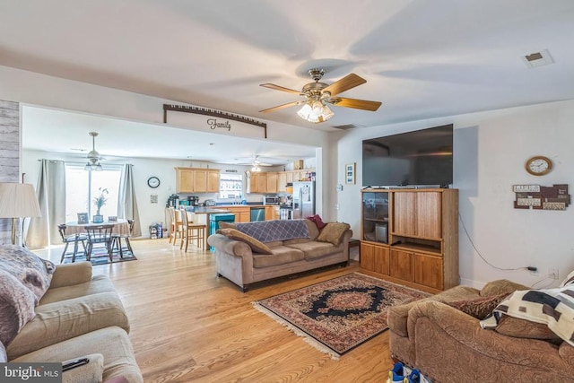 7599 Secretarys Sand Rd, Schuyler, VA 22969 - living area featuring a ceiling fan and light wood finished floors