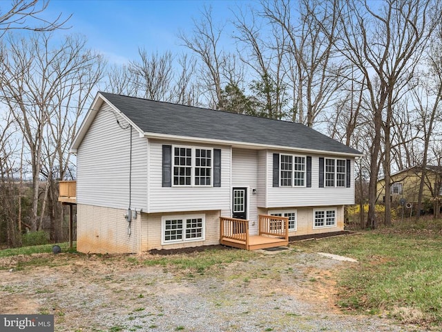 bi-level home with a deck