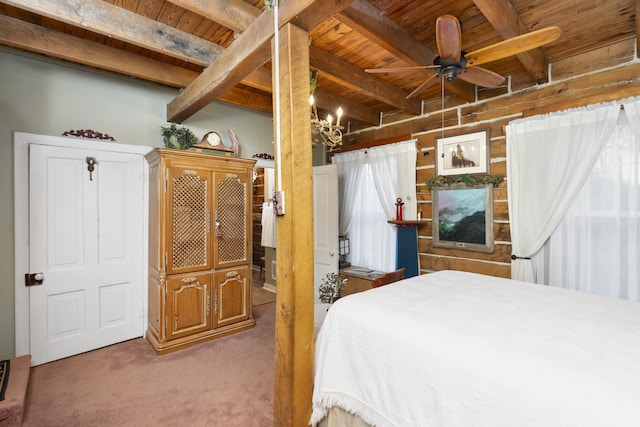 2665 Deerfield Valley Rd, Deerfield, VA 24432 - bedroom featuring carpet flooring, wooden ceiling, and beam ceiling