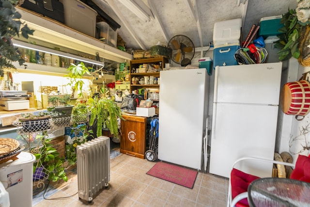 2665 Deerfield Valley Rd, Deerfield, VA 24432 - miscellaneous room with radiator, lofted ceiling, and tile patterned flooring