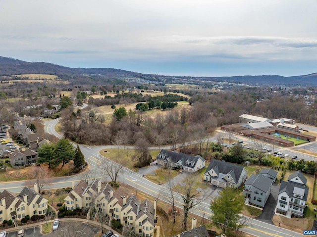 drone / aerial view with a mountain view and a residential view