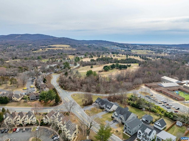 aerial view with a mountain view and a residential view