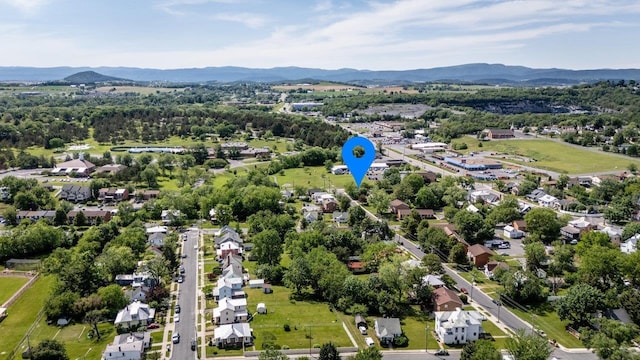 530 Water St W, Harrisonburg, VA 22801 - aerial overview of property's location with a mountain backdrop and nearby suburban area