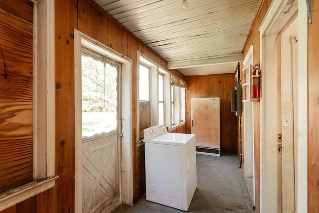 530 Water St W, Harrisonburg, VA 22801 - washroom featuring washer / clothes dryer and wood walls