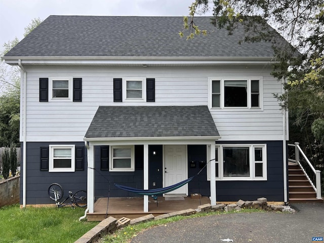 2228 Center Ave, Charlottesville, VA 22903 - traditional-style house featuring stairs, a porch, and roof with shingles