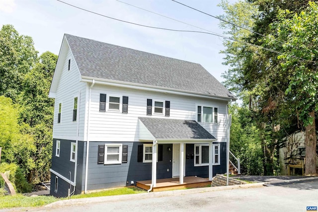 2228 Center Ave, Charlottesville, VA 22903 - view of front of home with a porch, roof with shingles, and stairs