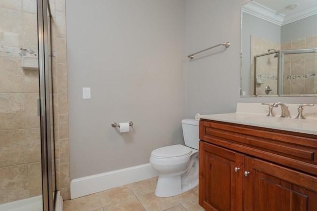3277 Preston Shore Dr, Rockingham, VA 22801 - full bathroom with crown molding, tile patterned floors, vanity, and a shower stall