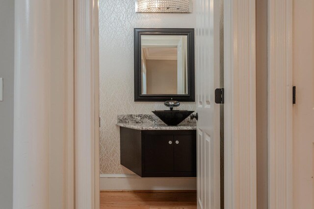 3277 Preston Shore Dr, Rockingham, VA 22801 - half bath featuring vanity and wood finished floors