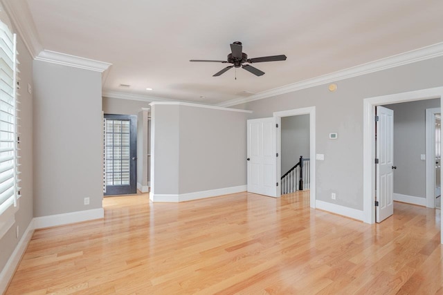 3277 Preston Shore Dr, Rockingham, VA 22801 - empty room featuring light wood-type flooring, crown molding, and a ceiling fan