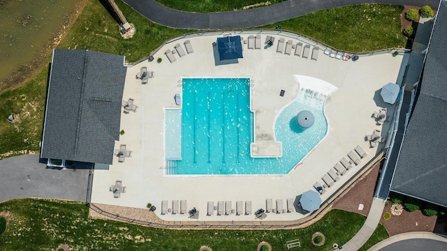 3277 Preston Shore Dr, Rockingham, VA 22801 - view from above of property with a pool area