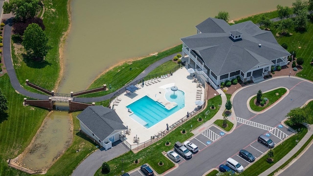 3277 Preston Shore Dr, Rockingham, VA 22801 - view from above of property with a pool